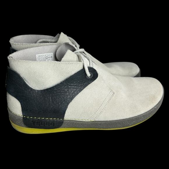 Tsubo Leather Suede Chukka Boots Shoes Mens Sz 10 Light Gray Navy Blue - Picture 1 of 12